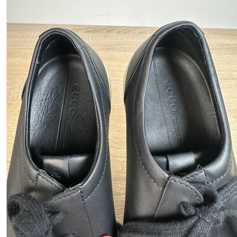 Ecco Soft 7 Mens Black Leather Low Top Sneakers Shoes Size 44 US 10-10.5